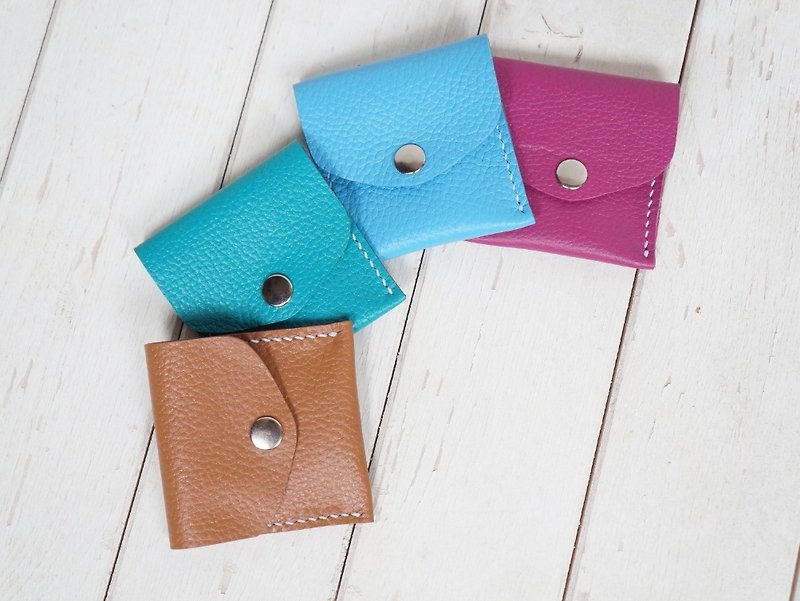 [Leather] Macaron coin purse - กระเป๋าใส่เหรียญ - หนังแท้ สีน้ำเงิน
