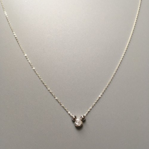 y-o Silver925 CZ Diamond Necklace, April Birthstone , Silver ball Dainty Necklace