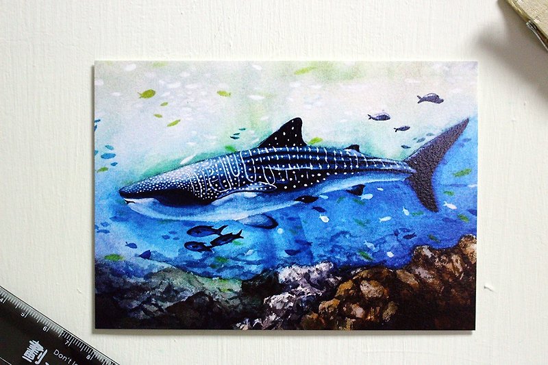 Tofu shark dot spot whale shark postcard watercolor - Cards & Postcards - Paper 