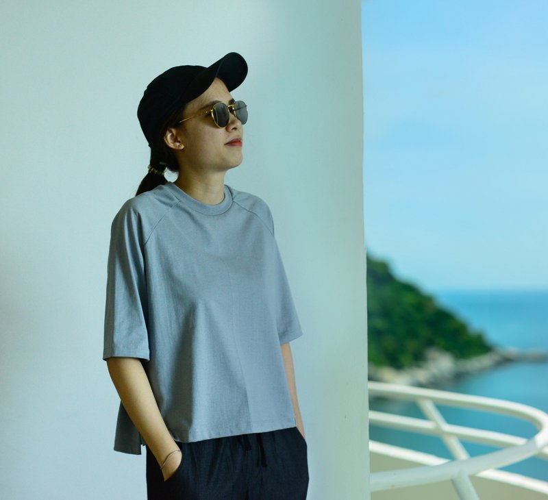 肩から肩までのTシャツ - トップス - コットン・麻 