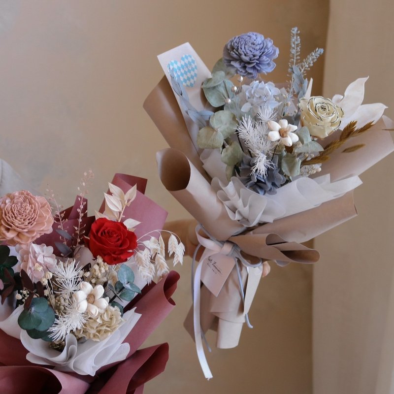 [Meet Eternity] Afternoon gentle eternal rose bouquet Valentine's Day bouquet and Chinese Valentine's Day bouquet, 2 styles in total - Dried Flowers & Bouquets - Plants & Flowers 