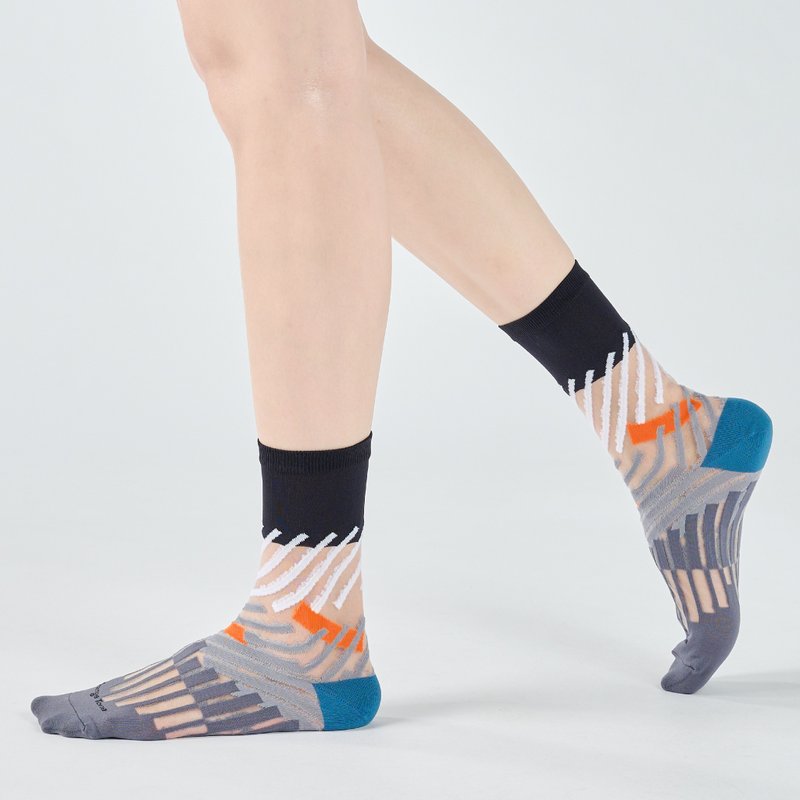 華爾滋 透明紗中筒襪 - 黑(M) - 襪子 - 棉．麻 黑色