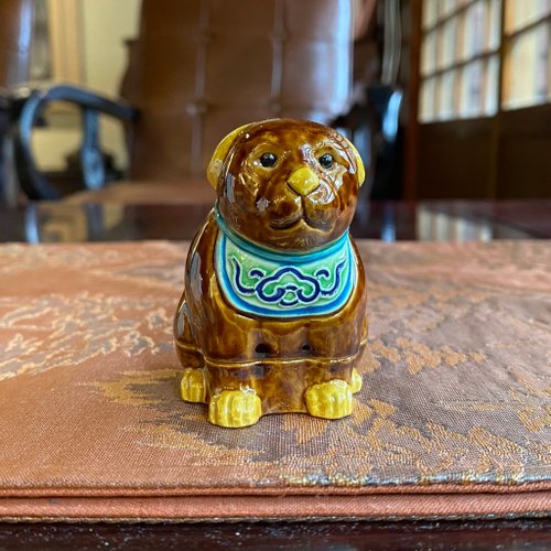 老日本二代中村翠嵐交趾干支生肖香合戌犬共箱/共布無二會所