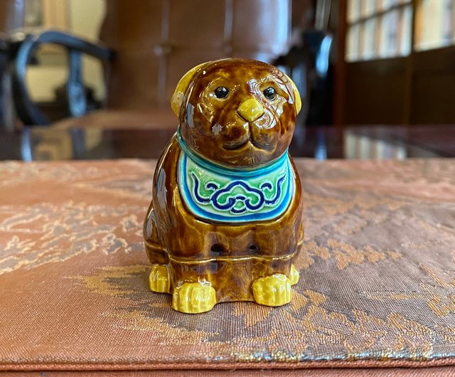 老日本二代中村翠嵐交趾干支生肖香合戌犬共箱/共布無二會所
