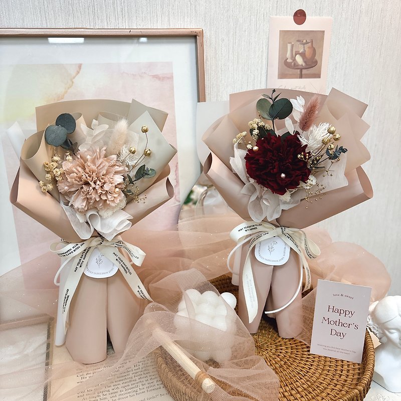 [Single carnation bouquet] Customized preserved flower carnation bouquet dried flowers Mother’s Day gift - ช่อดอกไม้แห้ง - พืช/ดอกไม้ หลากหลายสี