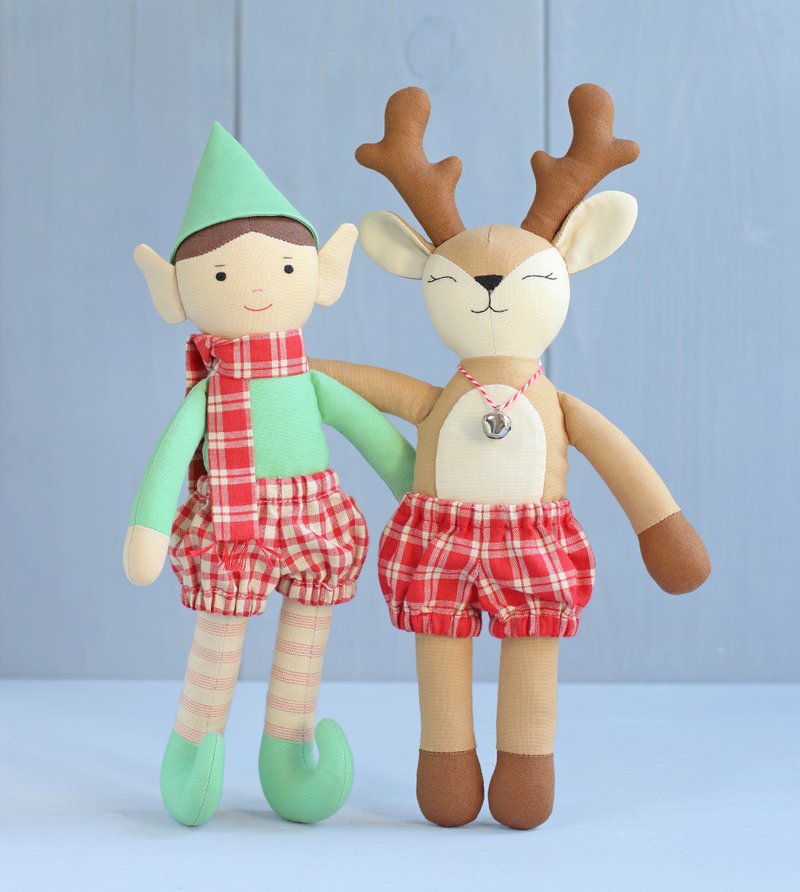 2 PDF Large Elf Doll + Large Deer Doll Sewing Patterns Bundle - 手工藝教學/工具書 - 其他材質 