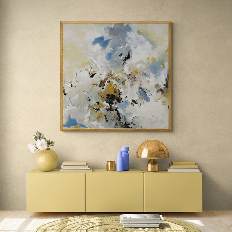 Original Large Canvas art, Gold Painting Large Wall Art, Textured Art - 壁貼/牆壁裝飾 - 棉．麻 綠色