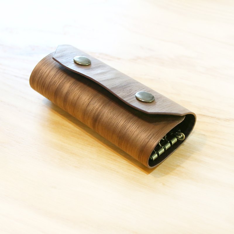 Wood leather leather case - ที่ห้อยกุญแจ - ไม้ สีนำ้ตาล