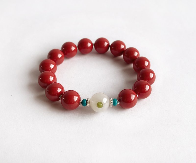 Gemstone 95% Imperial Sand Hetian White Jade 925 Sterling Silver Bracelet - Bracelets - Semi-Precious Stones Red