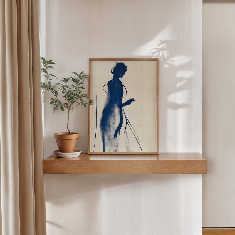 霧の中のブルー人物 / 現代人物アートポスター - ポスター・絵 - 紙 