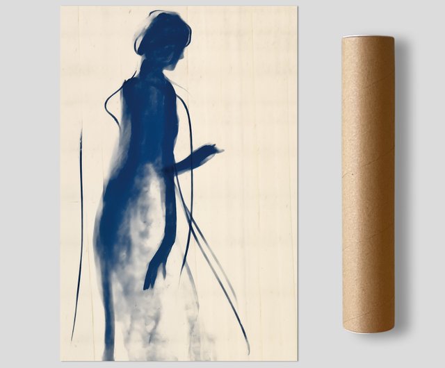 霧の中のブルー人物 / 現代人物アートポスター - ショップ