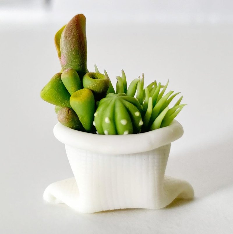 Clay handmade succulent ATO25 handmade imitation small cloth bag + imitation succulent plant healing ornaments - Items for Display - Clay 