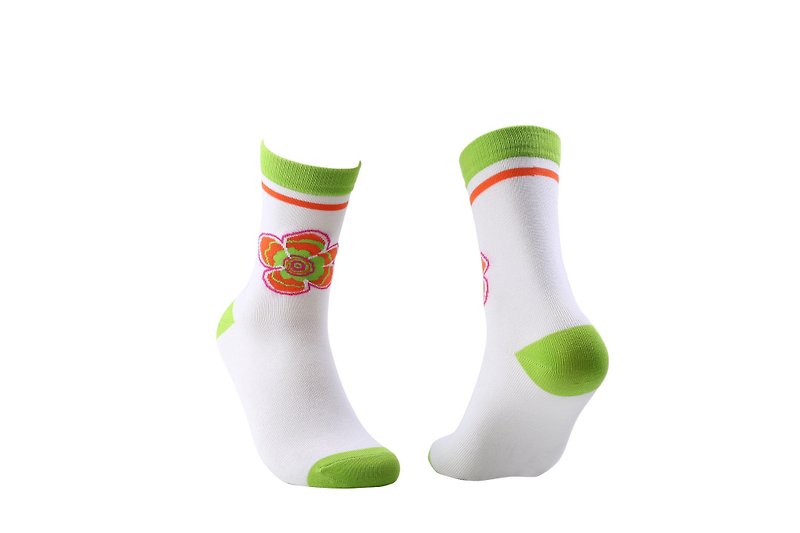 SABRINA HSIEH x LIFEBEAT 60's Joint Knit Socks - ถุงเท้า - ผ้าฝ้าย/ผ้าลินิน ขาว