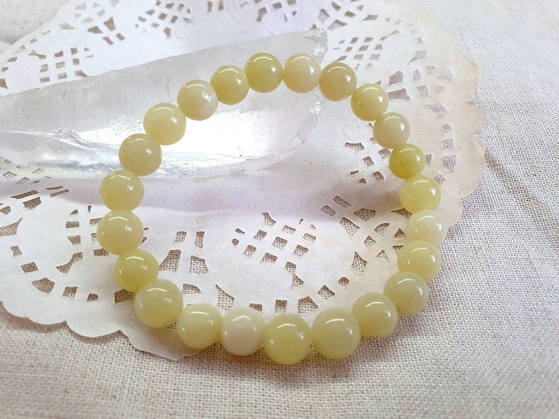CJ37. Xiu jade hand beads - Bracelets - Jade Yellow