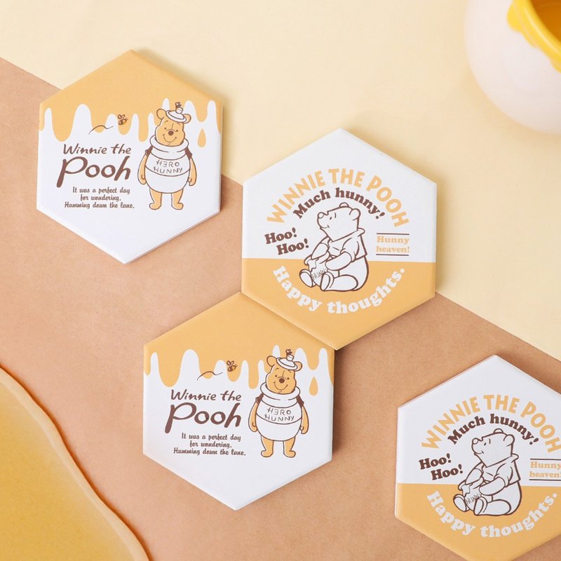 迪士尼小熊維尼蜂巢造型杯墊-Winnie the Pooh 吸水墊 - 桌布/桌巾/餐墊 - 其他材質 多色