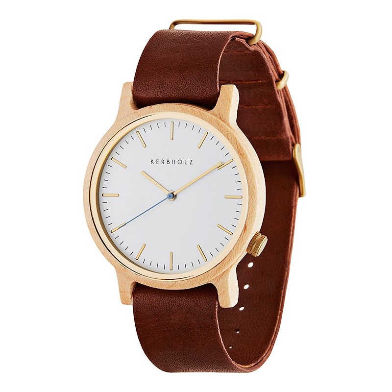 KERBHOLZ-Log Watch-WALTER-Maple-Cognac (Neutral) (40mm) - นาฬิกาผู้หญิง - ไม้ สีนำ้ตาล