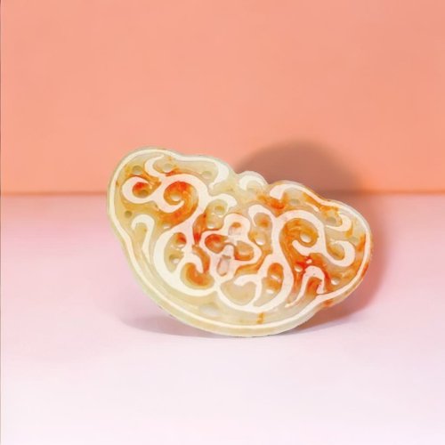瓔珞珠寶盒 E.L.Jewelry Box 飄紅翡翡翠懷古雕花牌項鍊 | 天然緬甸玉A貨翡翠| 送禮