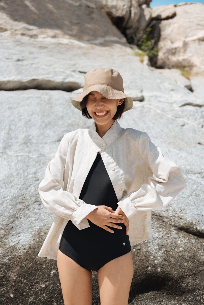 【Off-season sale】MILIN - Linen shirt / maillot - 女襯衫 - 亞麻 卡其色