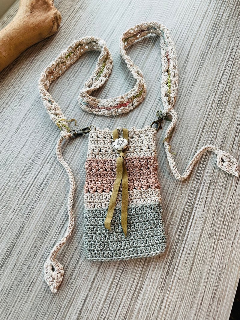 革物製織丨現貨丨手機揹袋套組_長度可調_彩虹的粉綠花園 - 其他 - 棉．麻 