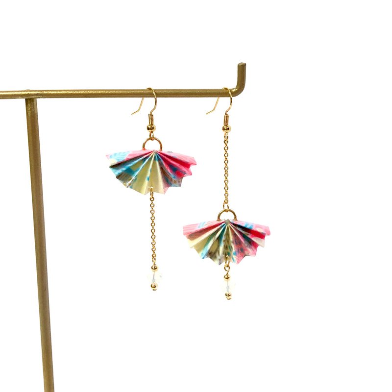 [SGS Inspection Passed] Japanese Origami Series Earrings-Fan Style (Limited Color) - Earrings & Clip-ons - Paper Multicolor