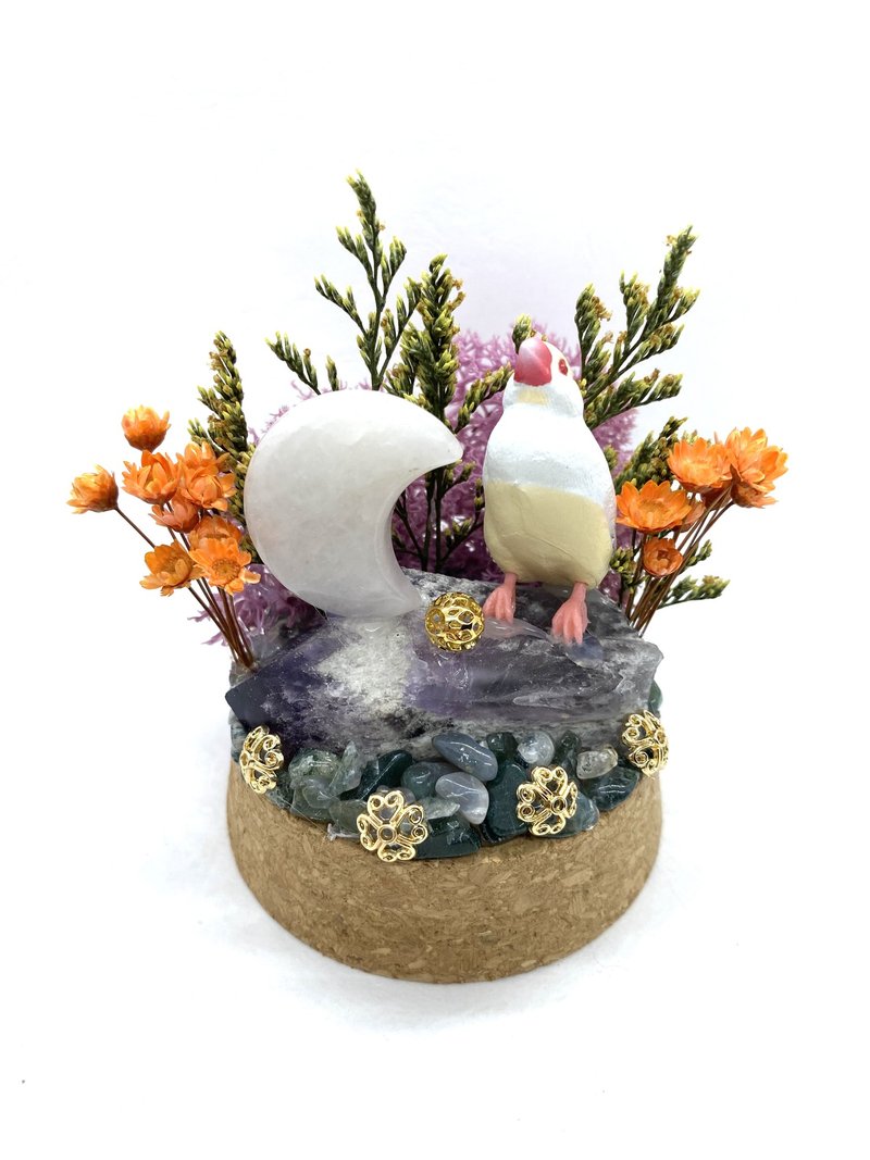 Lilac woods. Wenniao and White Crystal Moon/Amethyst-Handmade Glass Cover Figure/Crystal/Dry Flower - Items for Display - Crystal 