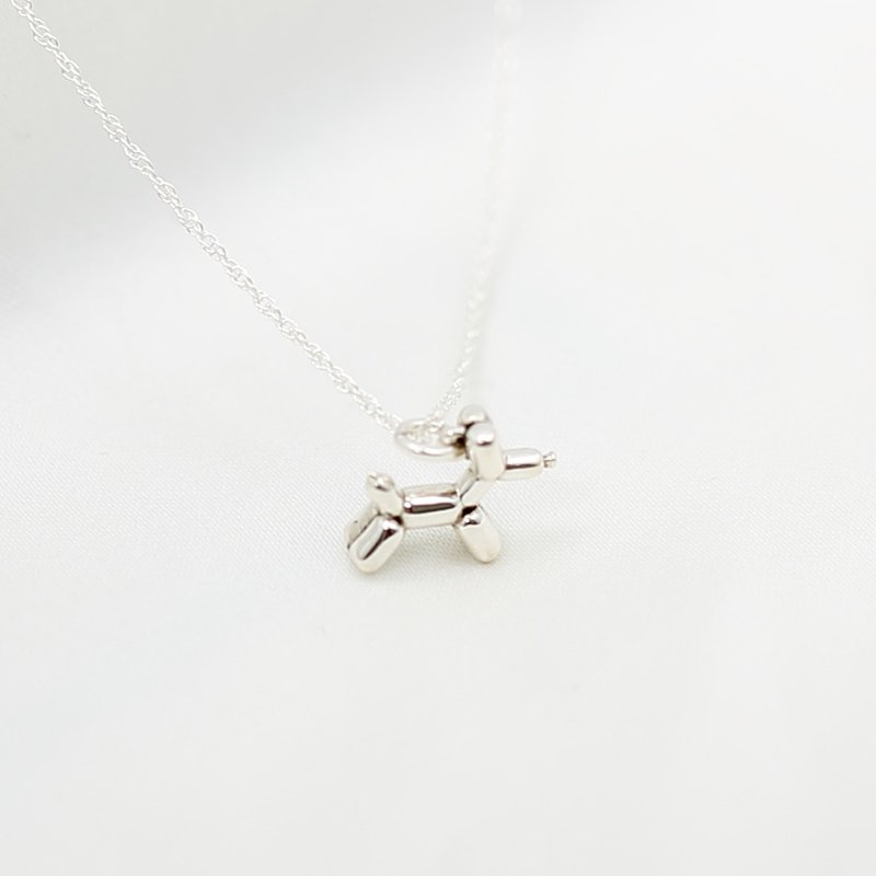 Poodle Balloon Dog s925 sterling silver necklace Birthday Valentine's Day gift - สร้อยคอ - เงินแท้ สีเงิน