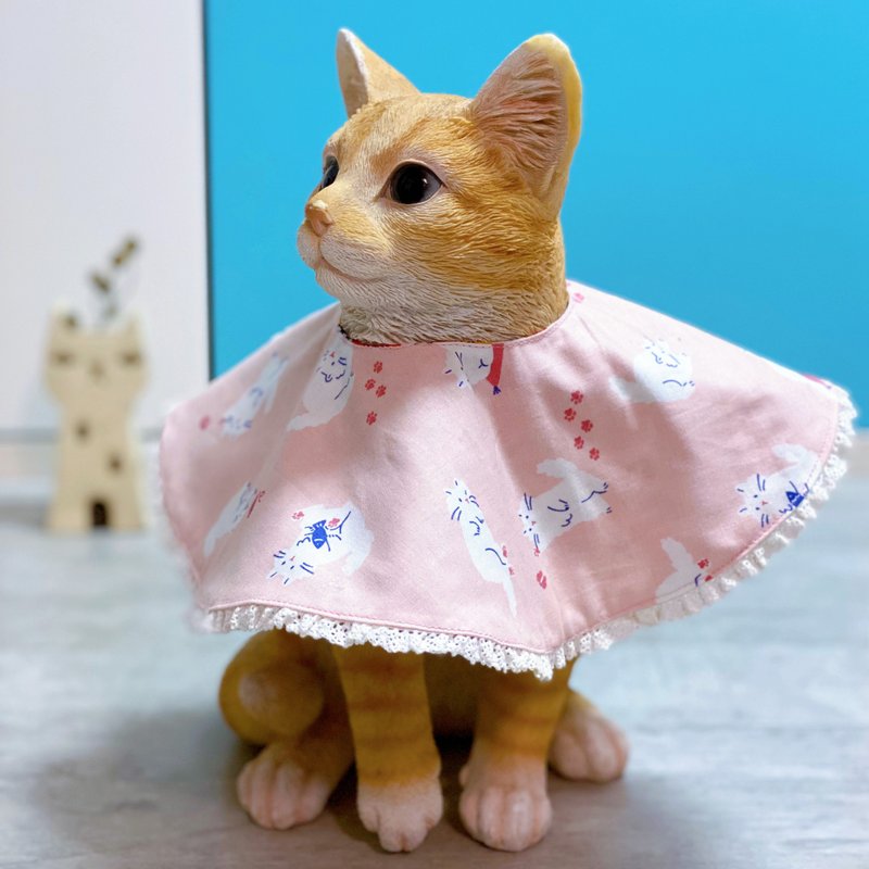 ピンクの猫の大きな丸い唾液の肩のスナップボタン - 洋服・帽子 - コットン・麻 ピンク