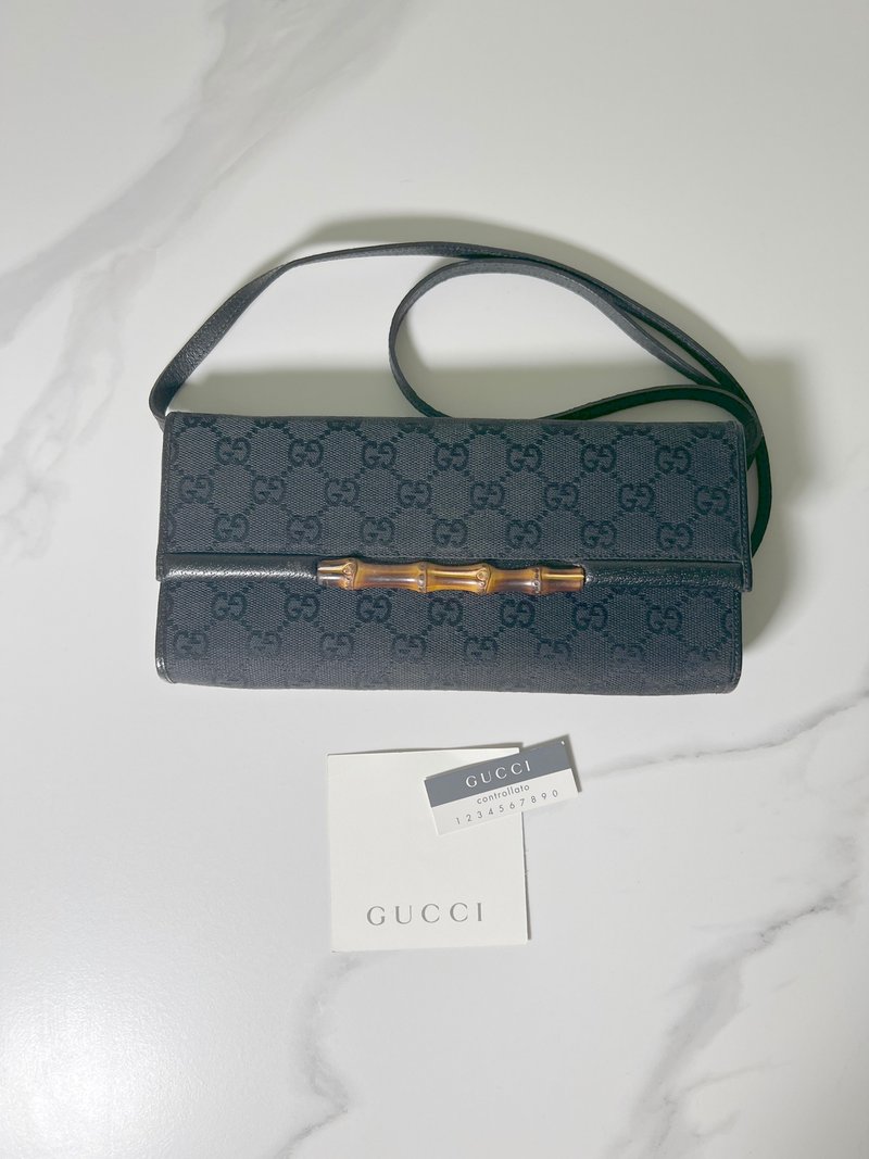 GUCCI pochette bag handbag shoulder bag crossbody bag Japanese pre-owned vintage - Messenger Bags & Sling Bags - Other Materials Black