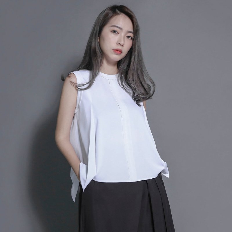 SU: MI said Midnight Double Night Vest _7SF114_White - เสื้อผู้หญิง - ผ้าฝ้าย/ผ้าลินิน ขาว