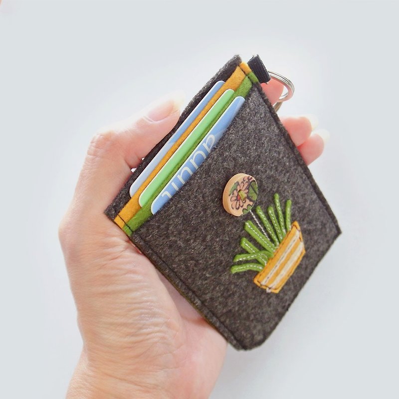 Card Holder, Card Case, Card Keychain - Cactus Lovers (E) - Card Holders & Cases - Polyester Black