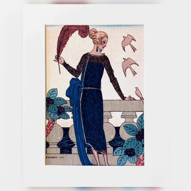 本店獨立印製 - 法國1919年VINTAGE - 藝術月刊內頁插畫 - 海報/掛畫/掛布 - 紙 藍色