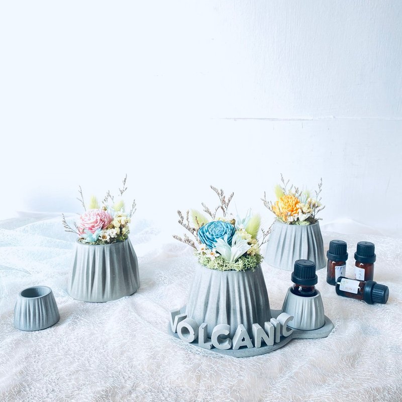 [Volcanic Flowers] Diffuse Flower Gift - Dried Flowers and Fragrance Essential Oils (Cement characters need to be purchased additionally) - Dried Flowers & Bouquets - Plants & Flowers Blue