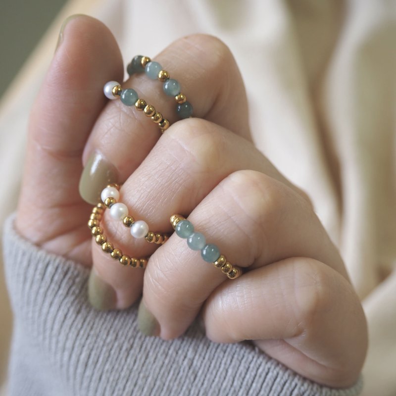 珍珠戒指 翡翠戒指 淡水珍珠 疊戴素戒 | 和潤小戒系列 RG-00010 - 戒指 - 半寶石 多色