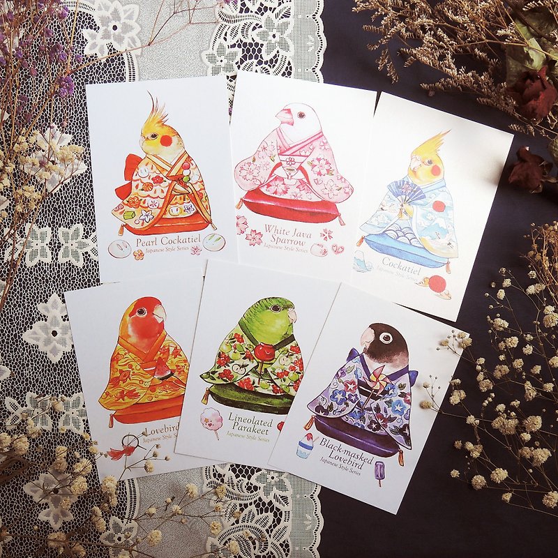 漾 kimono series postcard set - การ์ด/โปสการ์ด - กระดาษ สึชมพู
