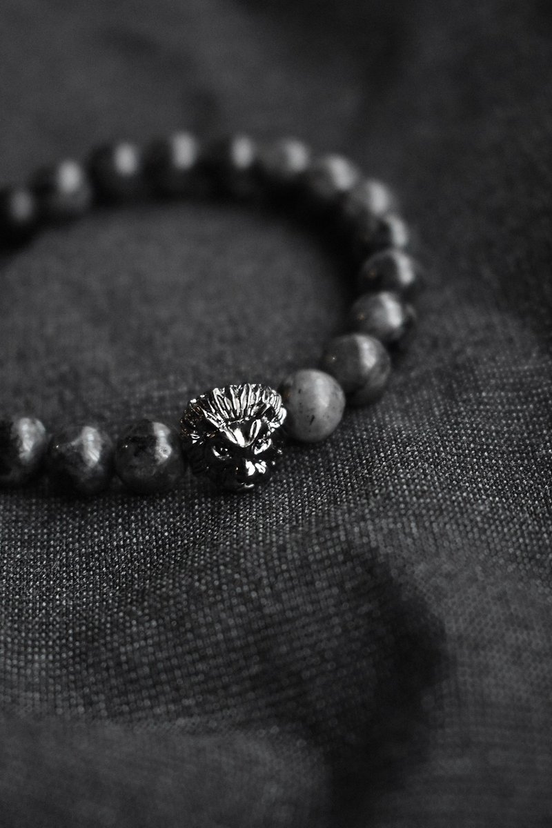 Black Lion (Flash Stone / Natural Ore / Couple / Gifts / Christmas Gifts / Personality / Delivering her / - Bracelets - Stone 