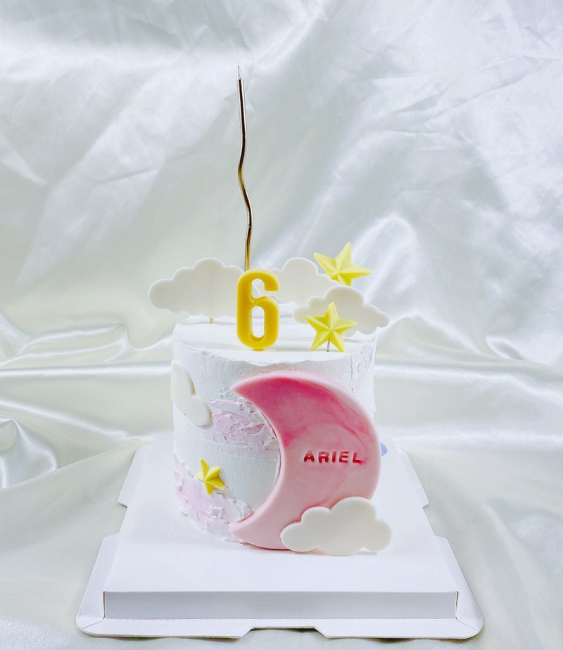 Moon Star Cake Birthday Cake Baby Wedding Dessert Mother's Day 4 6 Inch Face to Face - Cake & Desserts - Fresh Ingredients Pink