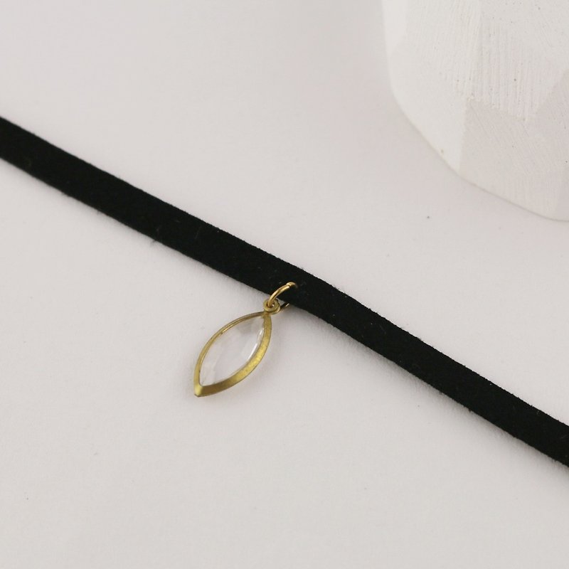 // Cut corner pendant necklace // vn012 - Necklaces - Other Materials Black