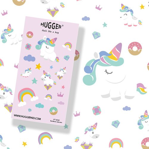 HUGGER HUGGER 割型貼紙 圖樣-獨角獸 彩虹 甜甜圈 防水不乾膠貼紙