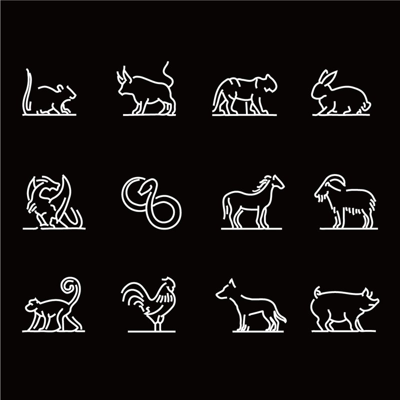 12 Chinese Zodiac Rat Ox Tiger Rabbit Dragon Snake Horse Sheep Monkey Chicken Dog Pig Reflective Sticker Birthday Gift - Stickers - Waterproof Material 