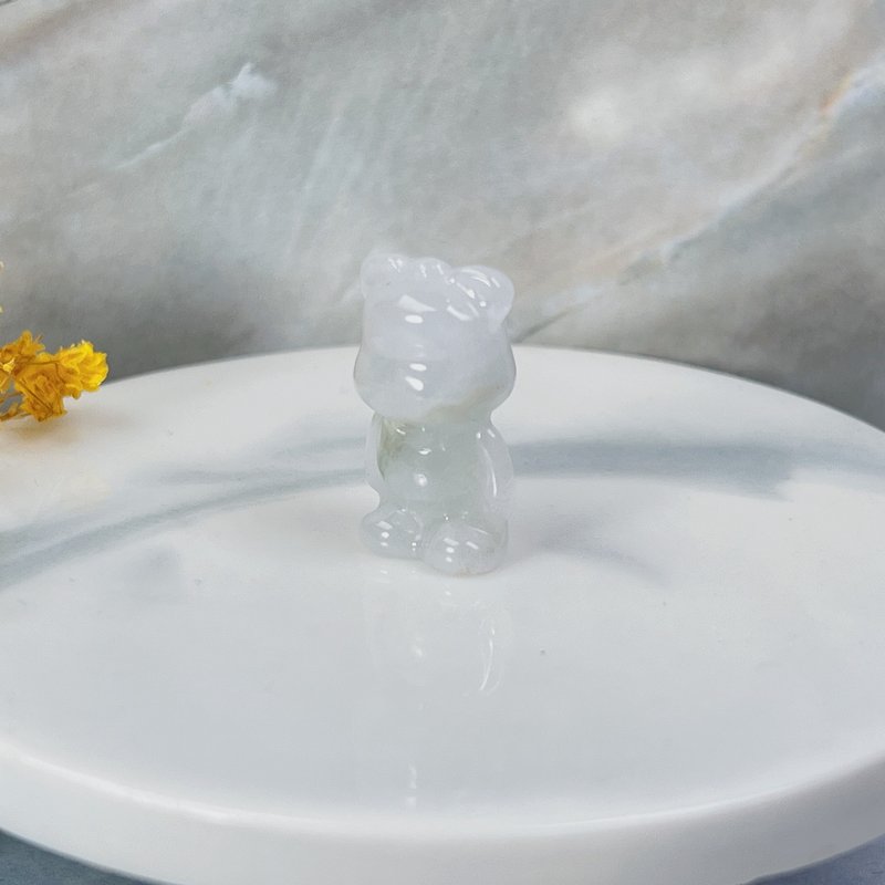 【熊熊玉見你】冰糯翡翠可愛小熊吊飾 | 天然緬甸玉翡翠A貨|送禮 - 其他 - 玉石 白色