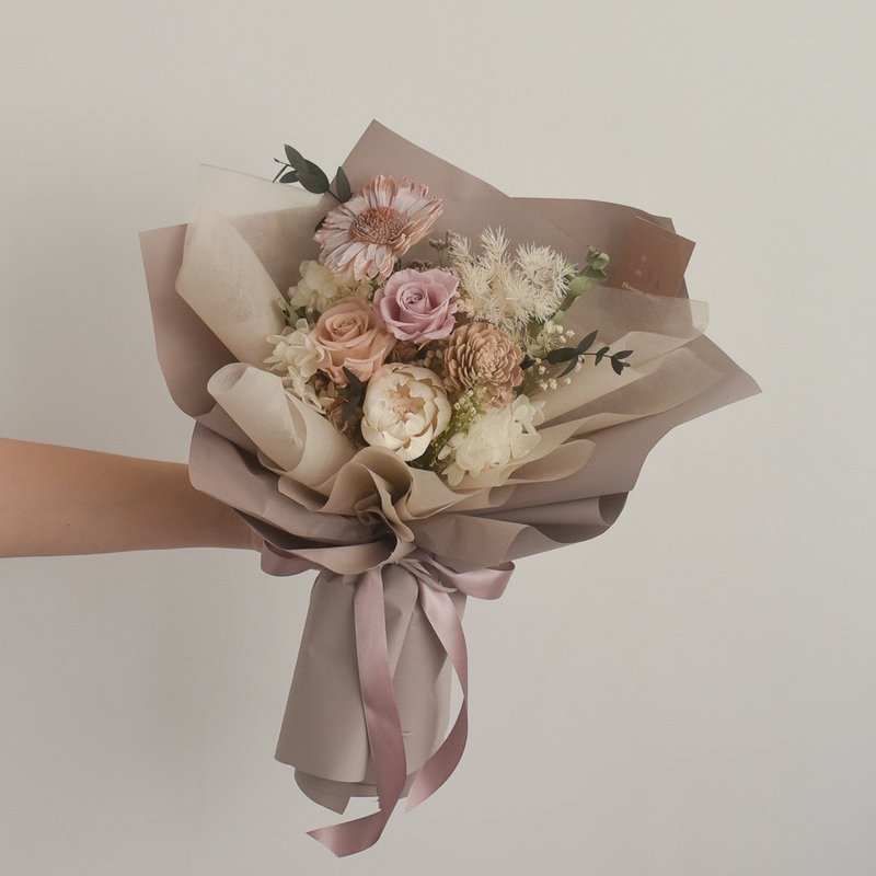 /野餐鄉村花束/求婚花束 情人節 七夕 生日 求婚 捧花 開幕花禮 - 乾燥花/永生花 - 植物．花 粉紅色
