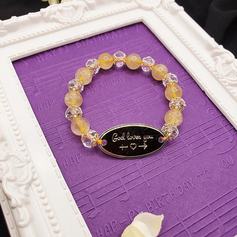 Gift Named Love Collection Unisex Blonde Crystal Bracelet - สร้อยข้อมือ - คริสตัล สีทอง