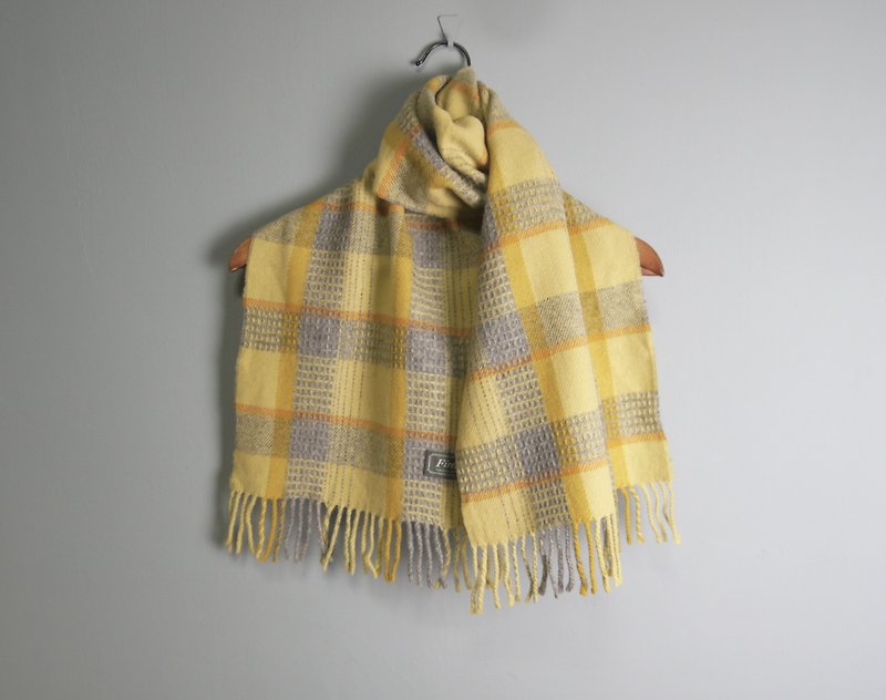 FOAK ancient soft gray woven Plaid scarf - ผ้าพันคอ - วัสดุอื่นๆ 