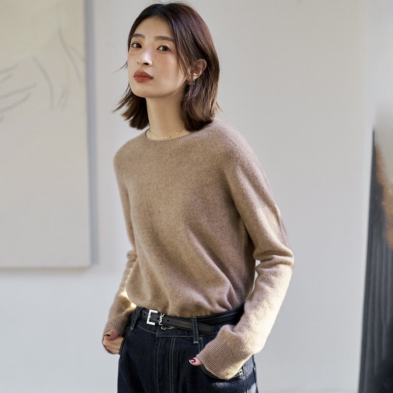 圓領山羊絨打底衫|針織衫|四色|秋冬款|Sora-1385 - 女毛衣/針織衫 - 羊毛 多色