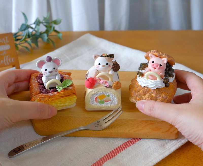 Small animal dessert pull-back car clay material package online teaching video & handicraft - Other - Clay 