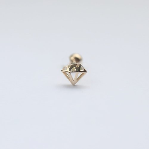 CHARIS GRACE 14K 鑽石造型鎖珠耳環 (單個)
