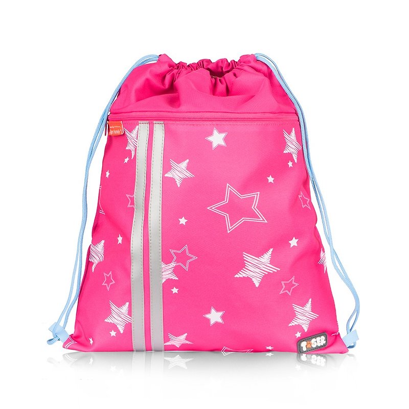 Tiger Family Drawstring Pocket - Pink Star - Drawstring Bags - Waterproof Material Pink