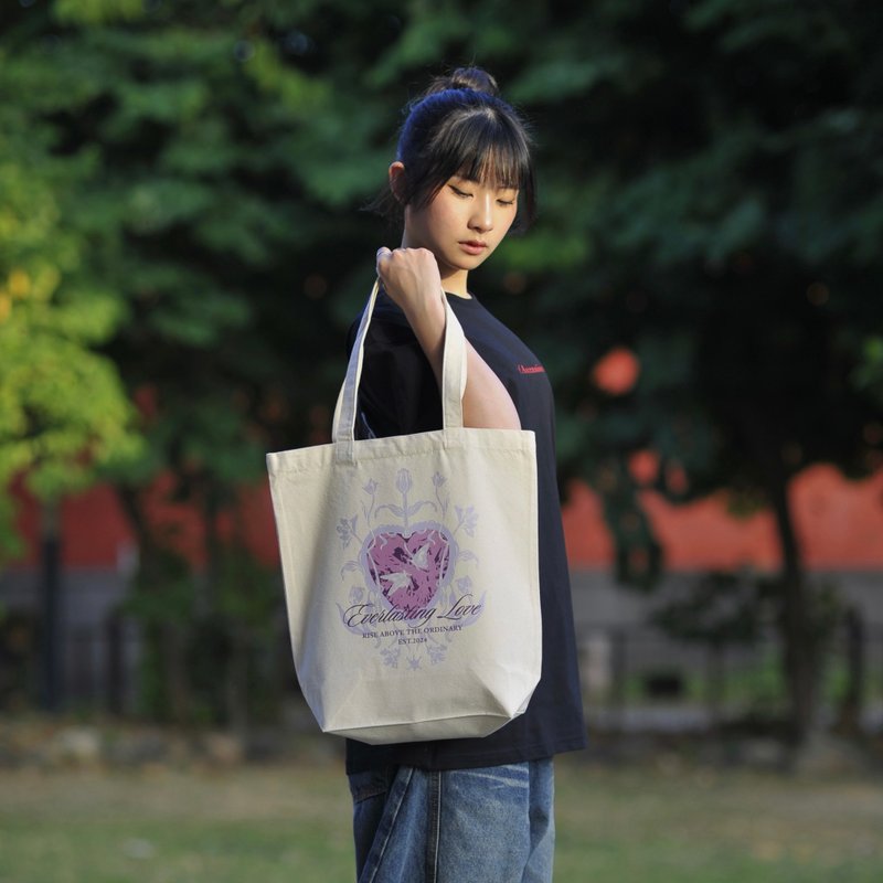 eoabag-03  | Tulip 帆布袋紅 - 手提包/手提袋 - 棉．麻 白色