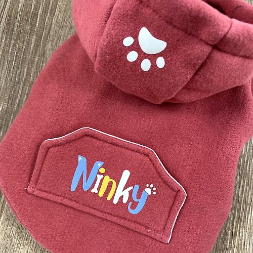 NINKYPUP 繽紛姓名訂製款 迷你口袋帽T 寵物帽T 保暖冬裝 貓咪狗狗衣服