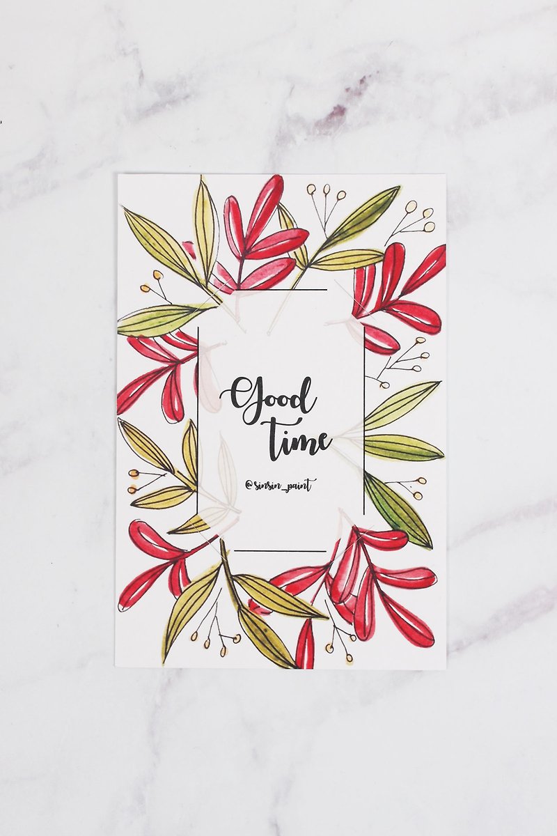 Good Time Botanical Instax Photo Frame Card - Passion - Cards & Postcards - Paper Red